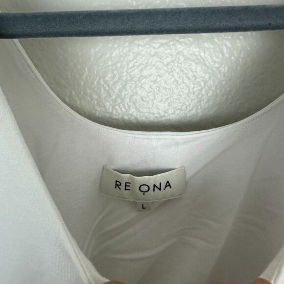 Re Ona White Signature Tank Crop L Stretchy Minimalist Contemporary Summer - Picture 6 of 11